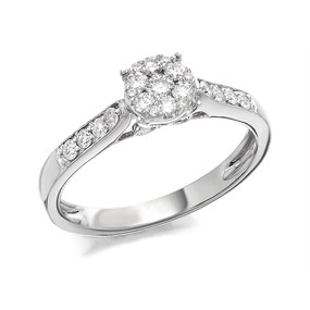 9ct White Gold Diamond Cluster Ring - 38pts - EXCLUSIVE - D6631