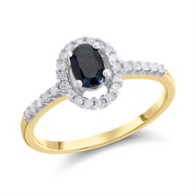 9ct Gold Sapphire And Diamond Cluster Ring - 1/4ct - D6716
