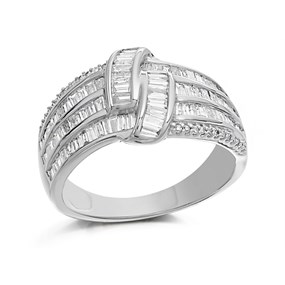 9ct White Gold 1 Carat Diamond Knot Band Ring - D6880