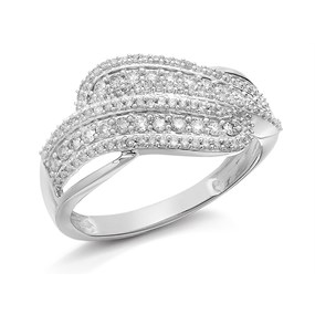 9ct White Gold Diamond Crossover Band Ring - 1/2ct - D6899