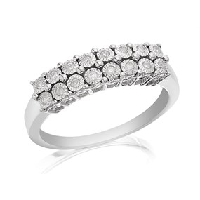 9ct White Gold Two Row Diamond Band Ring - 10pts - D71111