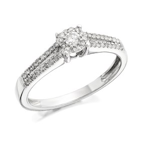 9ct White Gold Diamond Cluster Ring - 1/4ct - D7116