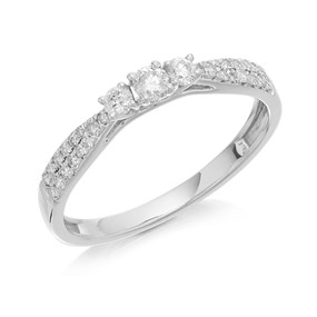 9ct White Gold Diamond Trilogy Ring - 1/3ct - D71176