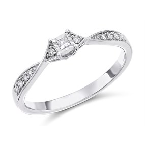 9ct White Gold Princess Cut Diamond Ring - 10pts - D71184
