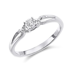 9ct White Gold Diamond Kiss Ring - 5pts - D71185