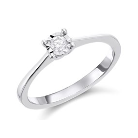 9ct White Gold Diamond Solitaire Ring - 10pts - D71193
