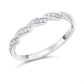 9ct White Gold Diamond Twisted Half Eternity Ring - 10pts - D71203
