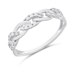 9ct White Gold Diamond-Set Chain-Link Half Eternity Ring - D71236