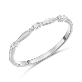 9ct White Gold Trilogy Diamond Slim Band Ring - D71240