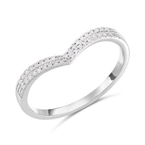 9ct White Gold Diamond-Set Wishbone Ring - D71244