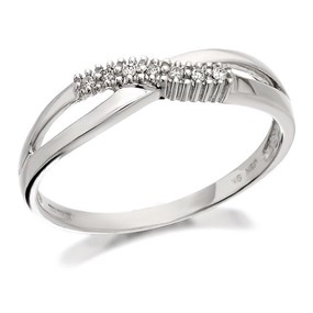 9ct White Gold Diamond Crossover Ring - 4pts - D7138