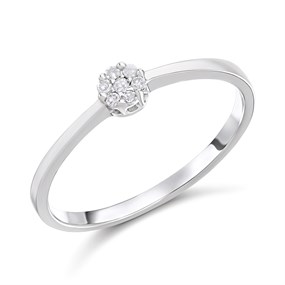 9ct White Gold Dainty Diamond Cluster Ring - D72137