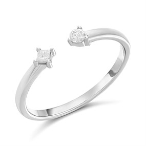 9ct White Gold Diamond Torc Ring - D72162