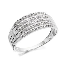 9ct White Gold Five Strand Diamond Band Ring - 1/3ct - D7235