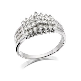 9ct White Gold 1 Carat Diamond Cluster Band Ring - D7248