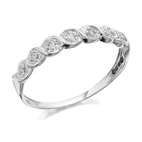 9ct White Gold Wavy Diamond Ring - 5pts - D7273