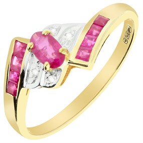 9ct Gold Ruby And Diamond Ring - D74001