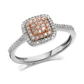 One In A Million 9ct Two Colour Gold Pink Diamond Cluster Ring - 1/4ct - D78901