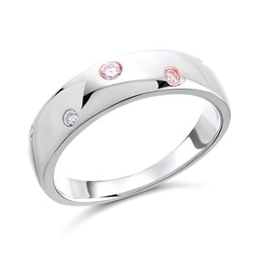 One In A Million 9ct White Gold Pink Diamond Band Ring - 10pts - D78904