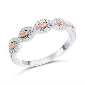 One In A Million 9ct Two Colour Gold Pink Diamond Cluster Band Ring - 1/4ct - D78907