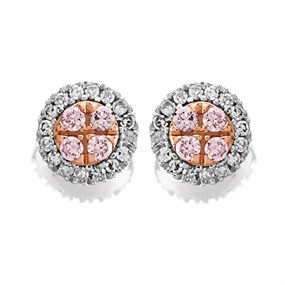 One In A Million 9ct Two Colour Gold Pink Diamond Stud Earrings - 10pts per pair - D78910
