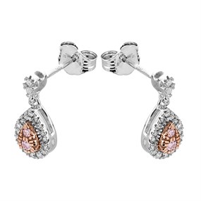 One In A Million 9ct Two Colour Gold Pink Diamond Drop Earrings - 1/4ct per pair - D78911