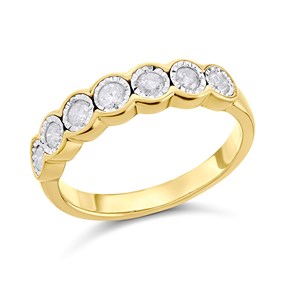 9ct Gold Seven Stone Diamond Band Ring - 1/3ct - D80123