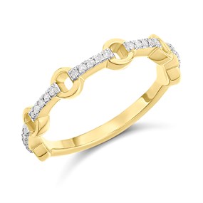 9ct Fancy Chain-Link Diamond Half Eternity Ring - D80142