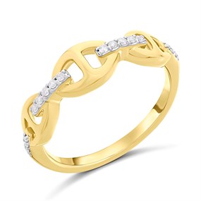 9ct Gold Diamond-Set Chain Link Ring - D80144