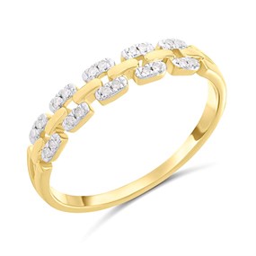 9ct Gold Diamond-Set Chain Link Ring - D80145