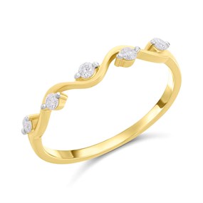 9ct Gold Five Stone Diamond Wave Ring - D80147
