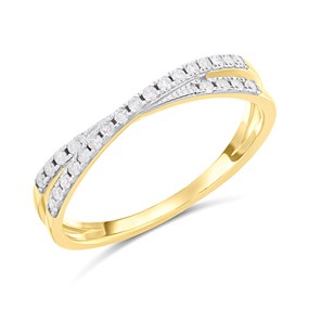 9ct Gold Two-Row Crossover Diamond Half Eternity Ring - D80152
