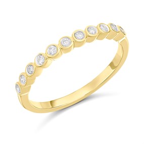 9ct Gold Rubover-Set Diamond Half Eternity Ring - D80166