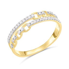 9ct Gold Two-Row Split Fancy Diamond Ring - D80168