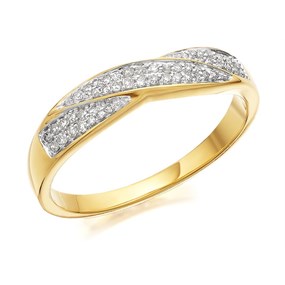 9ct Gold Diamond Crossover Band Ring - 15pts - EXCLUSIVE - D8048
