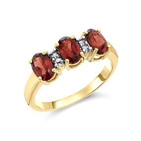 9ct Gold Garnet And Diamond Ring - D8302