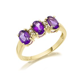 9ct Gold Amethyst And Diamond Ring - D8303