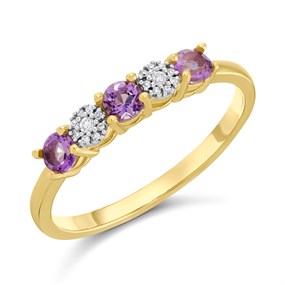 9ct Gold Amethyst And Diamond Ring - D8321