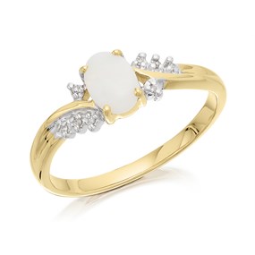 9ct Gold Opal And Diamond Twist Ring - D84003