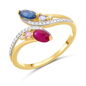 9ct Diamond And Oval Multi-Stone Snake Ring - D84105