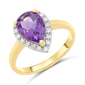 9ct Pear Amethyst And Diamond Cluster Ring - D84110