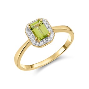 9ct Gold Peridot And Diamond Cluster Ring - D8467