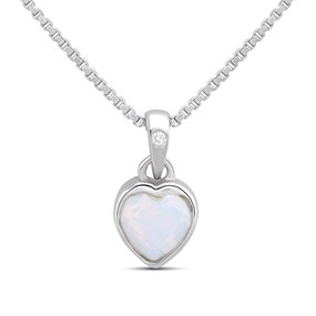 D4D Silver Diamond October Birth Crystal Necklace - D8591