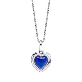D4D Silver Diamond Mood Stone Heart Necklace - D8596