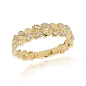 9ct Gold Diamond Leaf Ring - 24pts - D87004