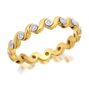 9ct Gold Diamond Wave Full Eternity Ring - 10pts - D89049