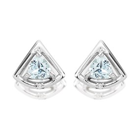 My Diamonds Silver Blue Topaz And Diamond Stud Earrings - D90140