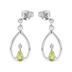 My Diamonds Silver Peridot And Diamond Drop Earrings - D90149