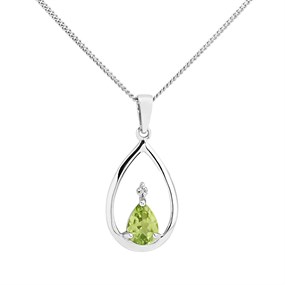 My Diamonds Silver Peridot And Diamond Necklace - D90150