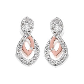 Hot Diamonds DE608 Rose Gold Plated Silver Harmony White Topaz Stud Earrings - D9134